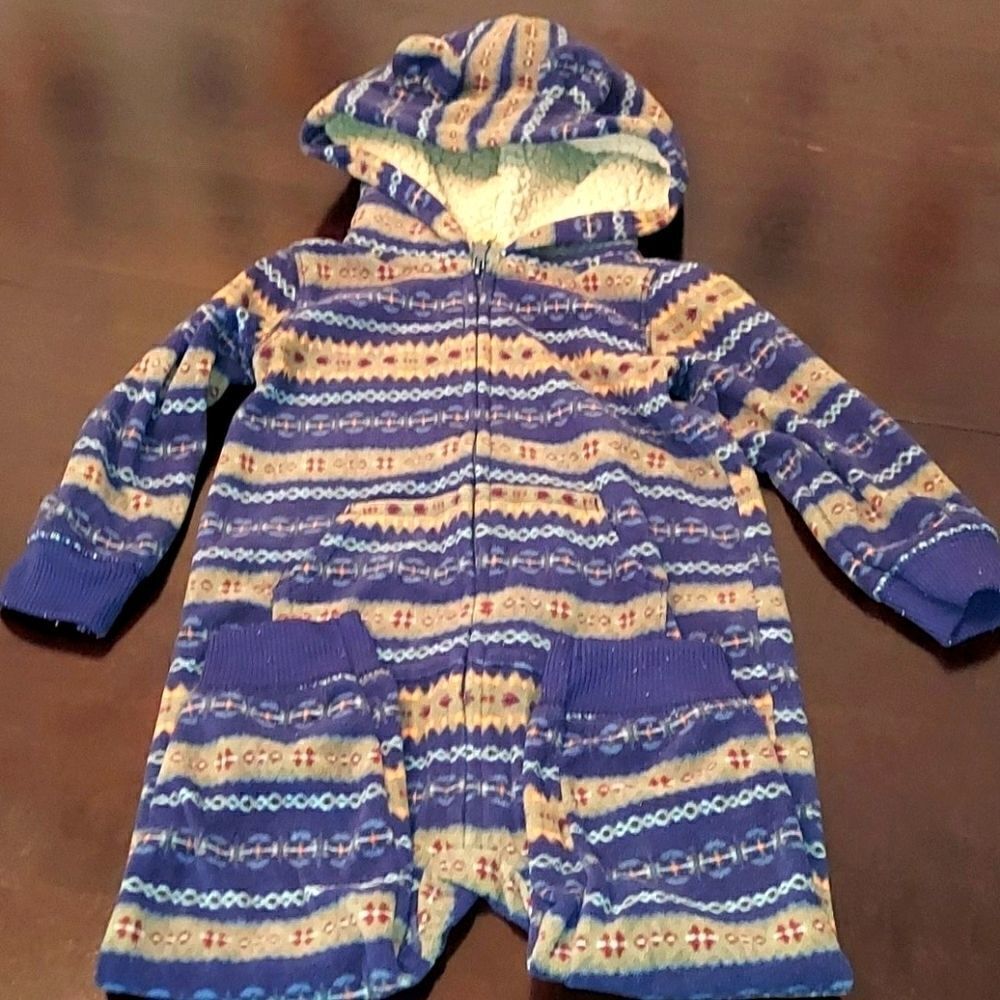 Carter's Printed Fleece Hooded Jumpsuit 12M